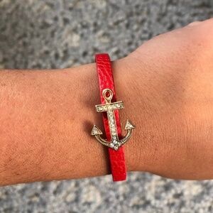 Red Leather Anchor Bracelet